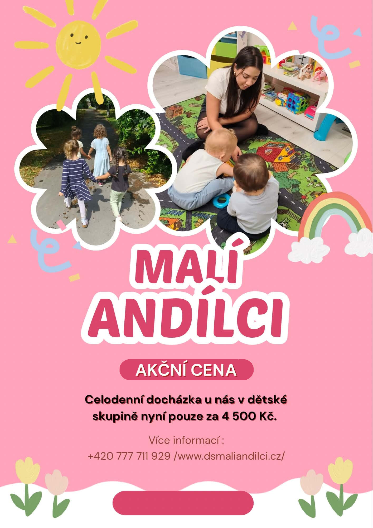 Akční školkovné – celodenní docházka v Malých Andílcích nyní za 4 500 Kč měsíčně
