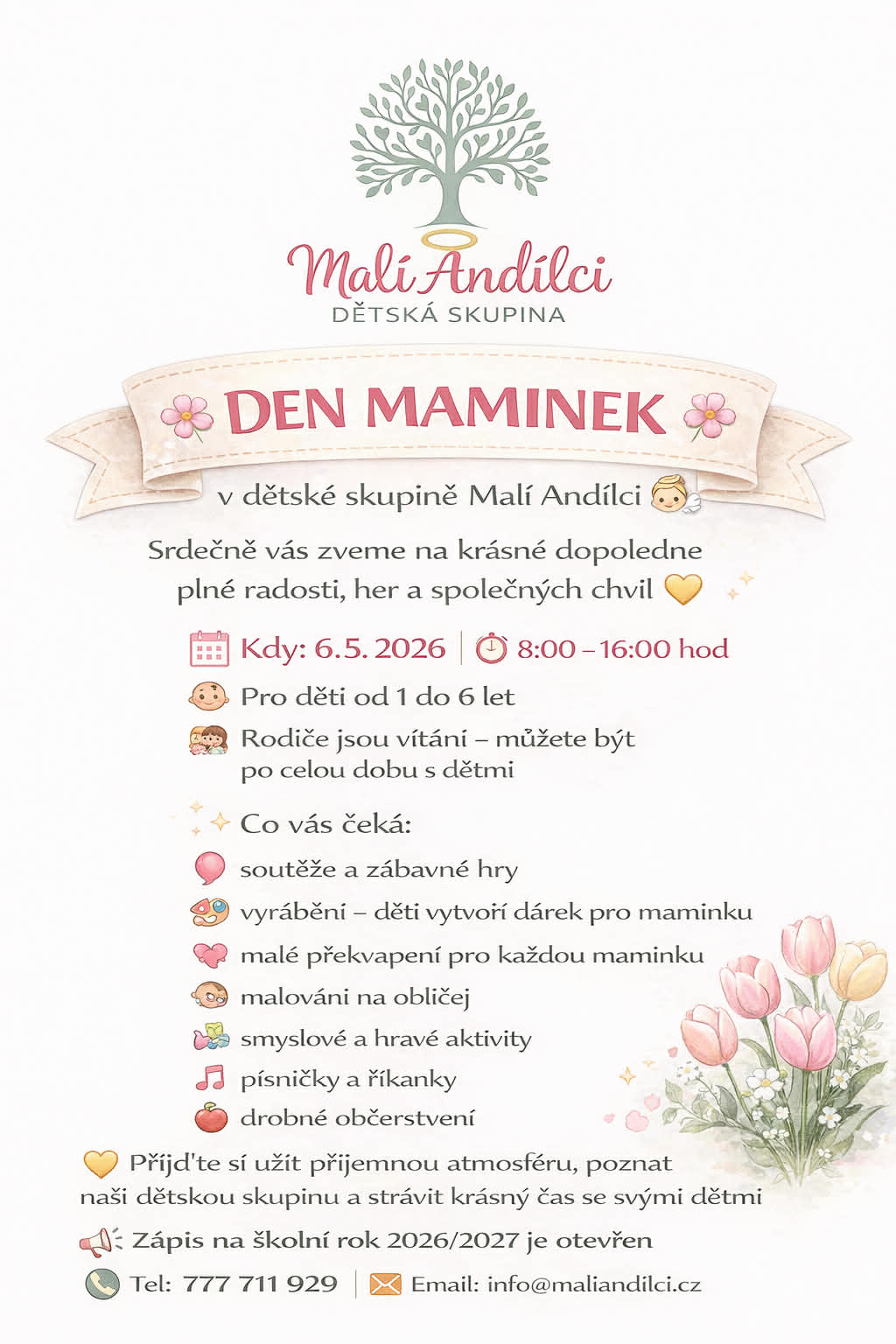 Letáček Den maminek – 6. 5. 2026
