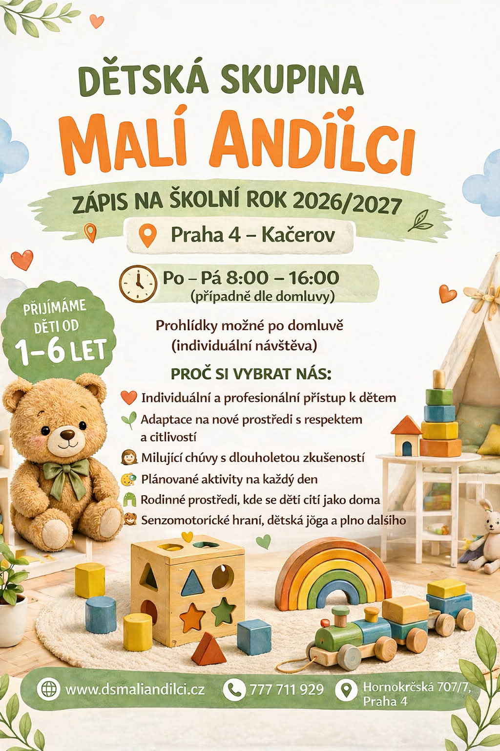 Letáček zápisu do Malých Andílců 2026/2027